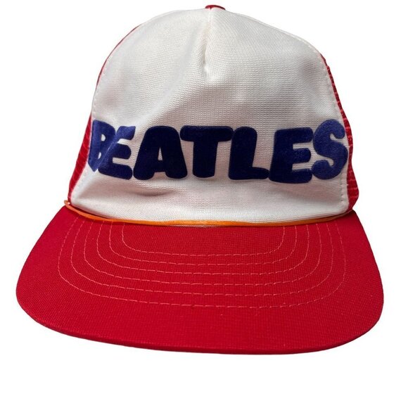 Vintage Beetles Hat Cap Strap Back Red White Pop Rock Band Music Concert Tours - Picture 2 of 7